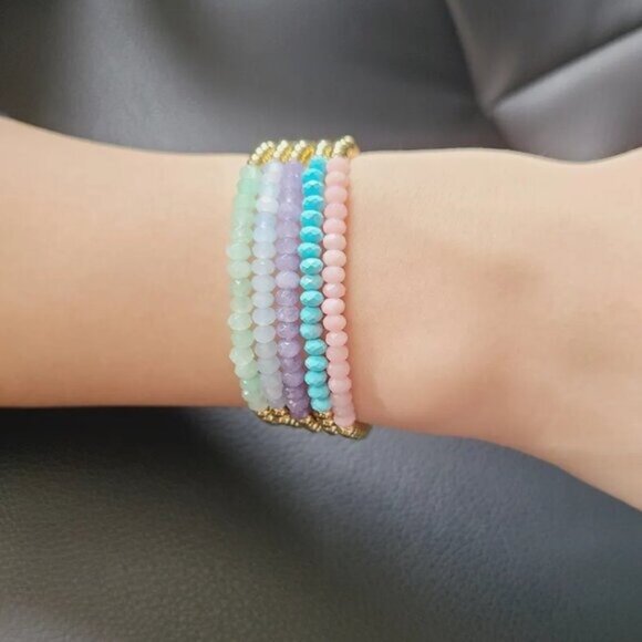 You Pick 2 WATERPROOF Gold Stretch Bracelets Non-tarnish Gemstone & Pearl & Bead - Picture 7 of 17